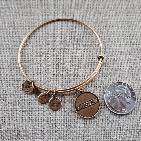 Alex And Ani NFL Bracelet JETS Gold Tone Wrist Band Jewelry New - Picture 3 of 10